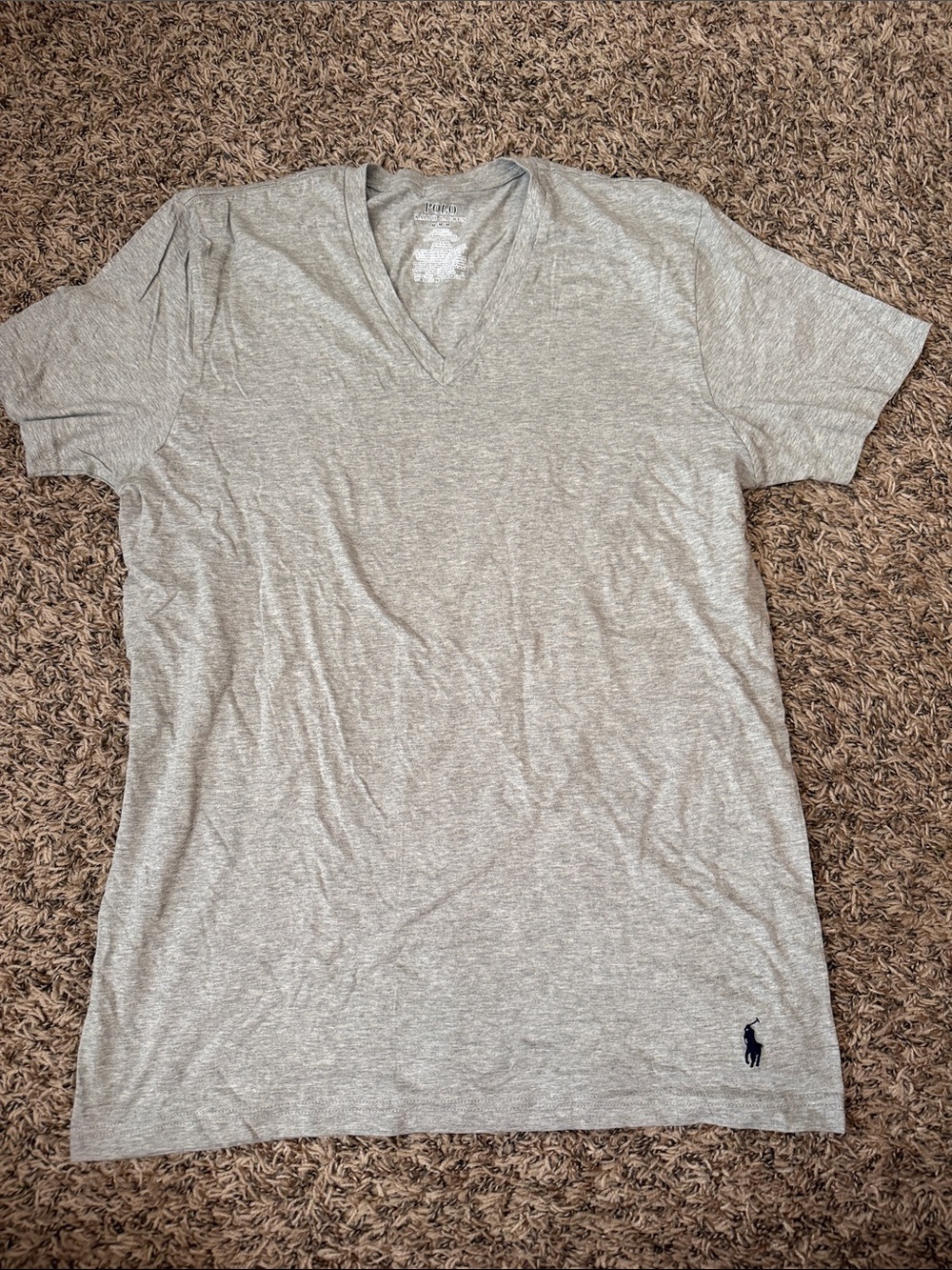 Polo by Ralph Lauren Men's V-Neck T-Shirt in Heather Gray